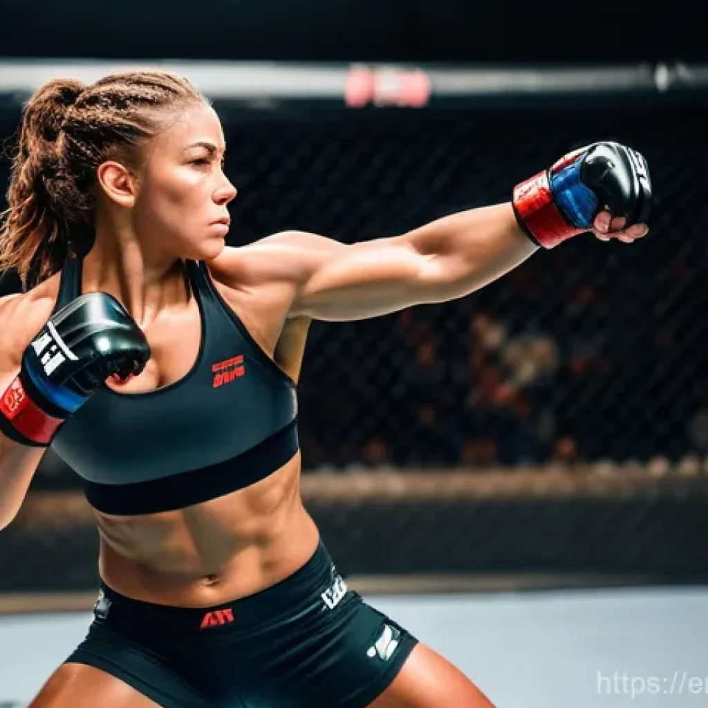 격투기 여성 선수 인터뷰 - **Image Prompt: Octagon Warrior - Grace and Power**
    A dynamic, full-body shot of a female MMA fi...