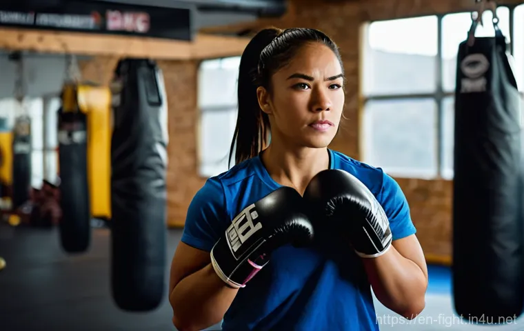 격투기 여성 선수 인터뷰 - **Image Prompt: Octagon Warrior - Grace and Power**
    A dynamic, full-body shot of a female MMA fi...