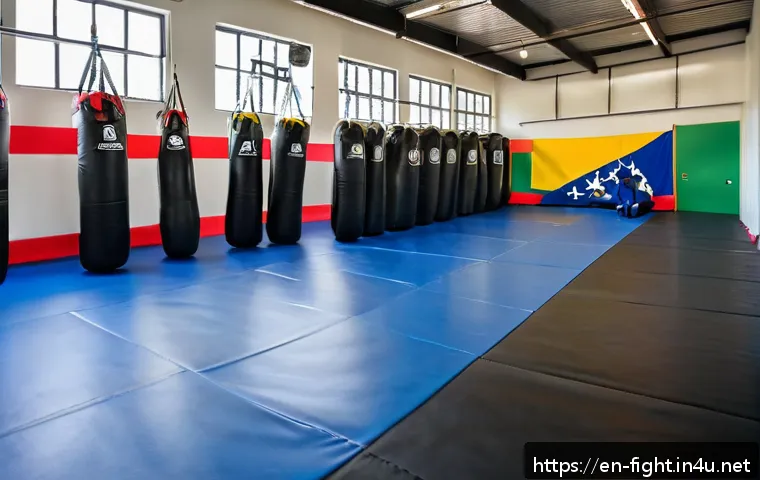 격투기 트레이닝 비용 - A well-lit mid-sized MMA gym interior showcasing a diverse group of adult trainees practicing Brazil...